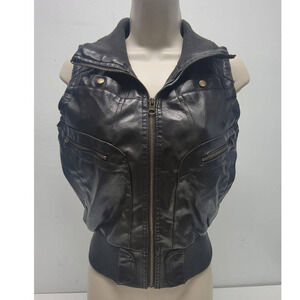 Women's Vest Paper Tee Size M - Faux Leather _ Brown